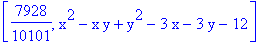 [7928/10101, x^2-x*y+y^2-3*x-3*y-12]